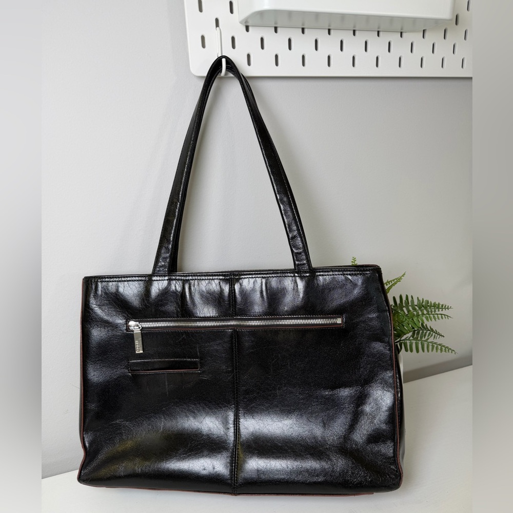 HOBO Morena Black Leather Shoulder Tote with Front Zip - Picture 2 of 11